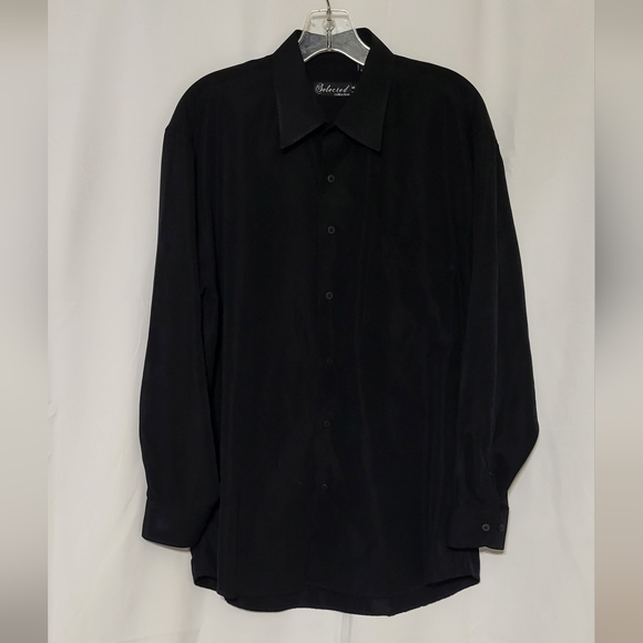 Selected Collection Men's Black Long Sleeve Dress Shirt Size Medium - Picture 2 of 5
